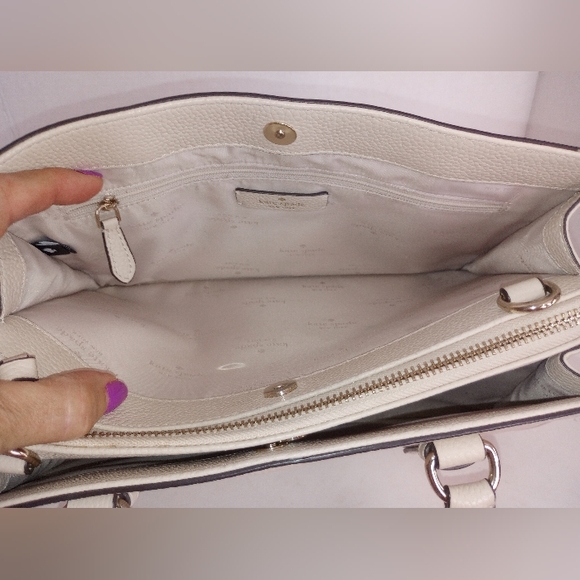 SOLD Kate Spade Mulberry Street Lise Pebbled Leather Crossbody Satchel, Cream - Picture 11 of 15